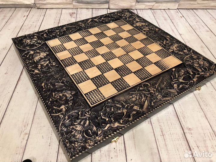 Нарды шахматы шашки 3 в 1 Танки, Охота, Блатные