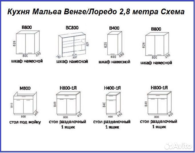Новый кухонный гарнитур, Модульная кухня 2,8 метра
