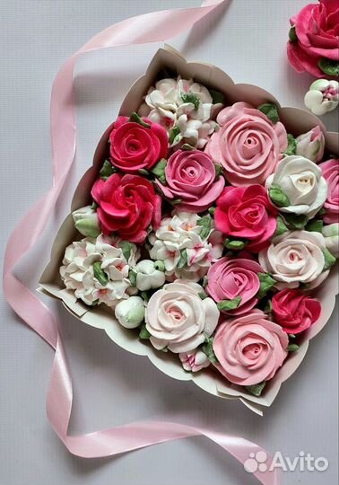 Цветы из зефира в коробочке