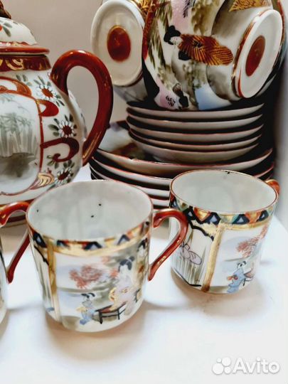 Сервиз кутани япония начало 20 века тонкий, костян