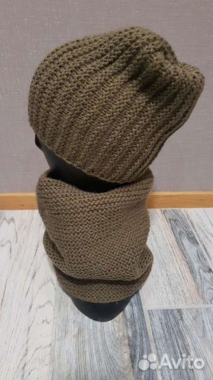 Шапка бини, снуд в один оборот, ручная работа