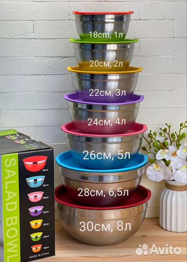 Набор мисок с крышками (тазы - матрёшка)