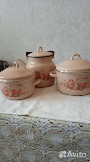 Набор эмалированной посуды СССР. 3 предмета