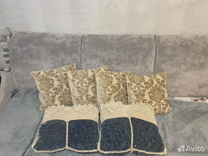 Подушки на диван из велюровой пряжи.Ручная работа
