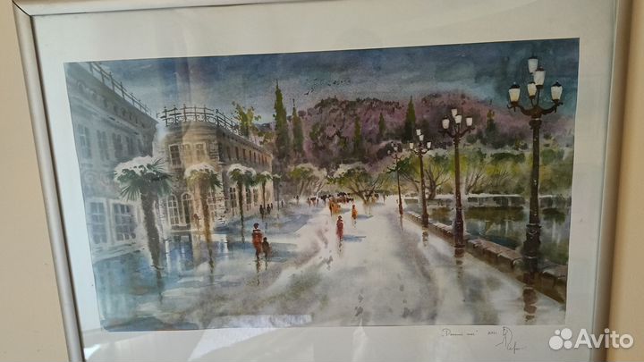 Картина акварель Леонида Герасимова в рамке