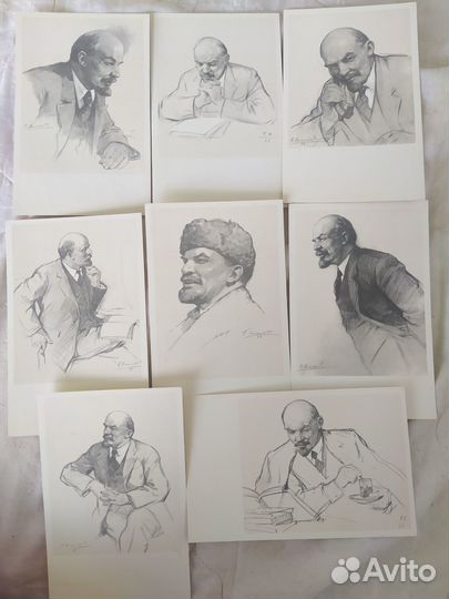 Открытки, рисунок, портрет В. И. Ленин