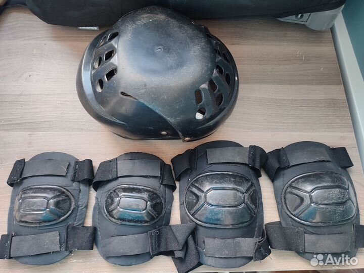 Налокотники, наколенники, шлем, защита
