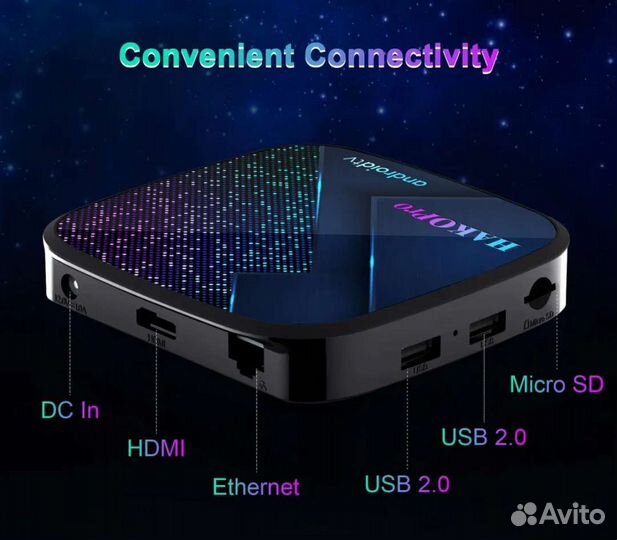 Android tv приставка hako Pro+тв/Кино+голос пульт