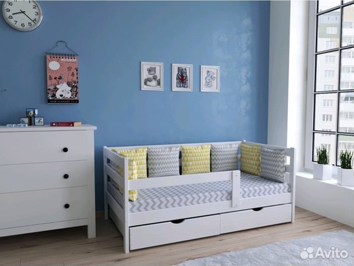 Кроватка от 2х лет берёза софа эко высокий борт
