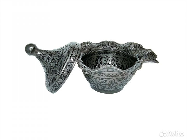 Конфетница Сахарница Лукумница античное серебро