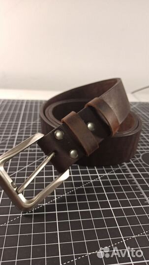 Мужской кожаный ремень ручная работа коричневый