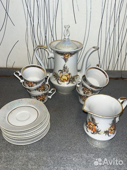 Сервиз кофейный, Барановка, фарфор, винтаж