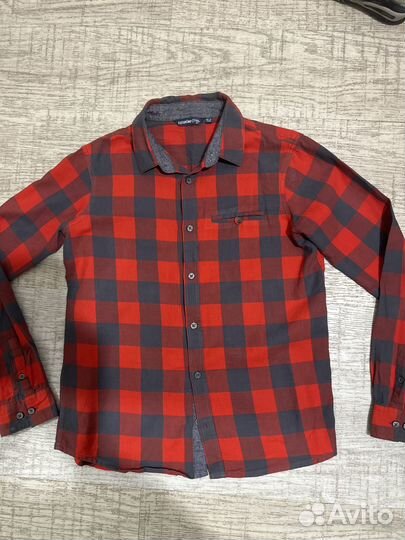 Рубашка в клетку детская и джинсы zara р 152 см