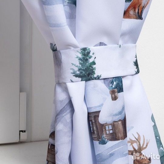 Комплект штор для кухни с подхватами Forest animal