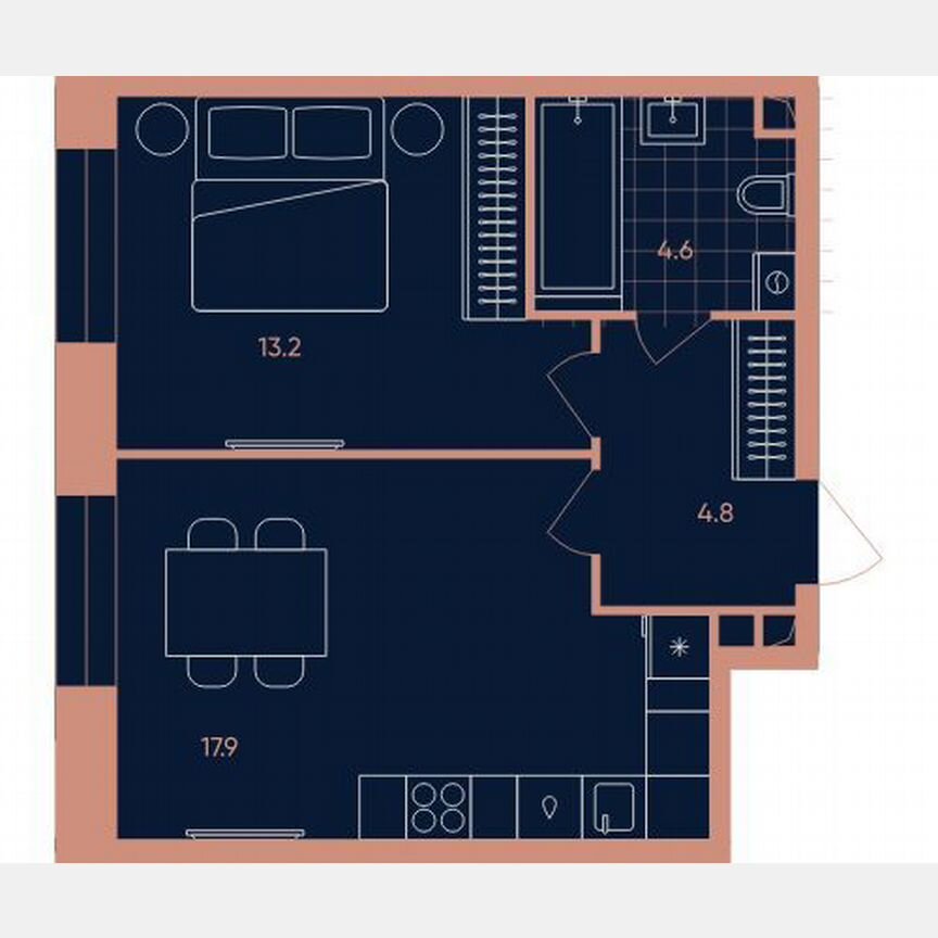 1-к. квартира, 40,5 м², 15/27 эт.
