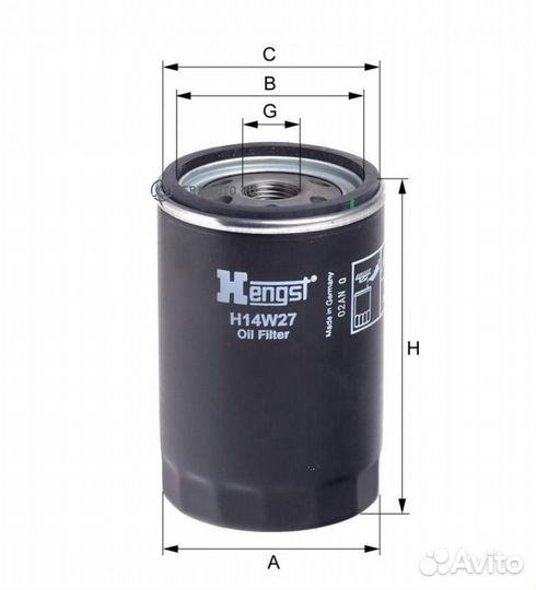Hengst filter H14W27 Фильтр масляный