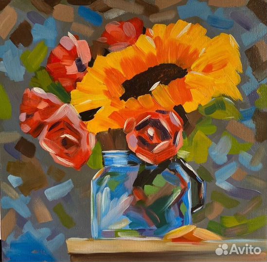 Картина маслом на холсте «Подсолнух»