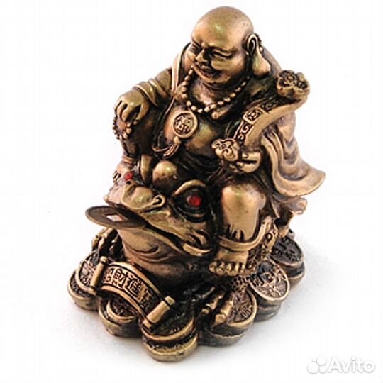 Будда Хотэй на Жабе - статуэтка под бронзу RU*697