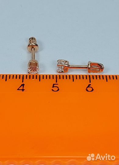 Пусеты с бриллиантами 0.35ct 4/4