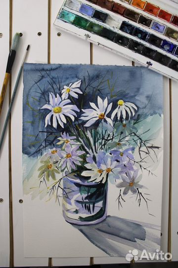 Картина акварель цветы