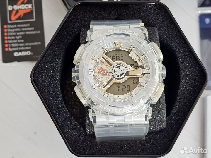 Часы casio g shock ga 110 белые прозрачные