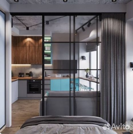 Перегородки лофт с прозрачным стеклом