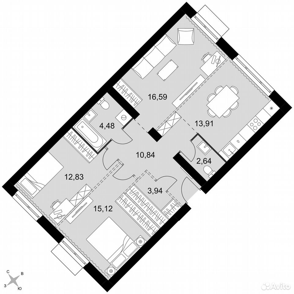 3-к. квартира, 80,4 м², 3/5 эт., Апрелевка