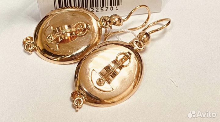 Золотые серьги самовары 585