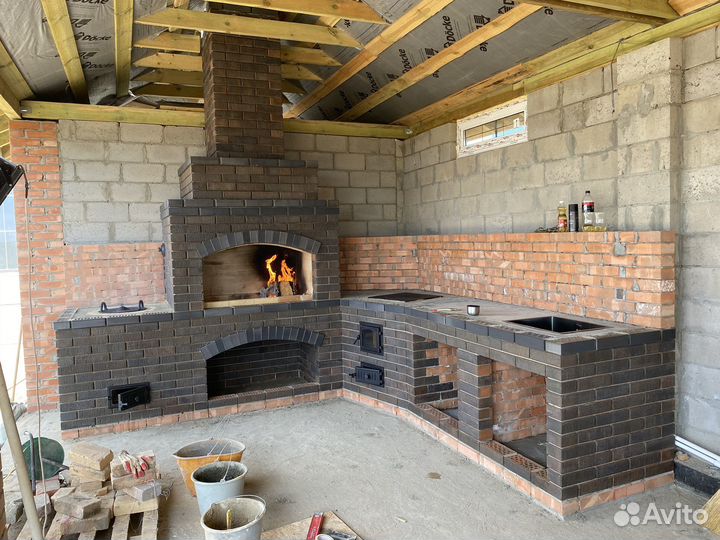 Барбекю комплекс из кирпича,мангал,печь,тандыр