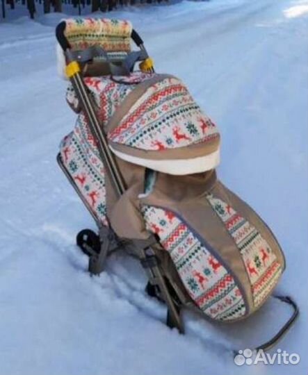 Детские санки коляска с колесами
