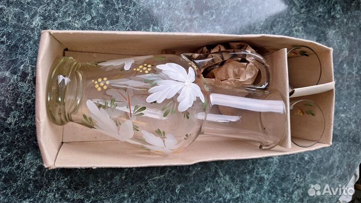 Кувшин стеклянный для напитков со стаканами