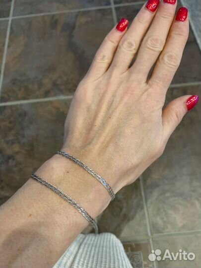 Золотая цепь и браслет тройной ромб