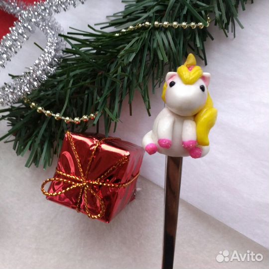 Ложка с Единорогом из полимерной глины