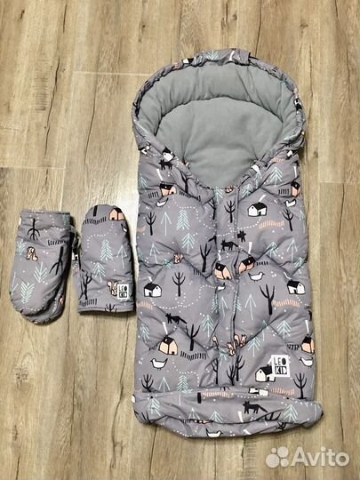 Зимний конверт + муфты (варежки) Leokid