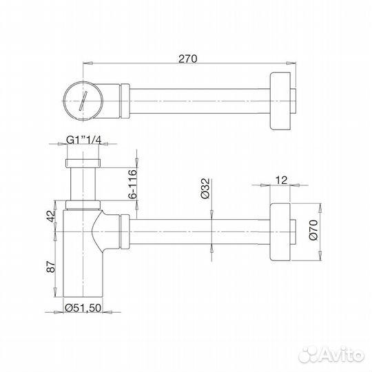 Сифон для раковины Webert AC0020015, хром