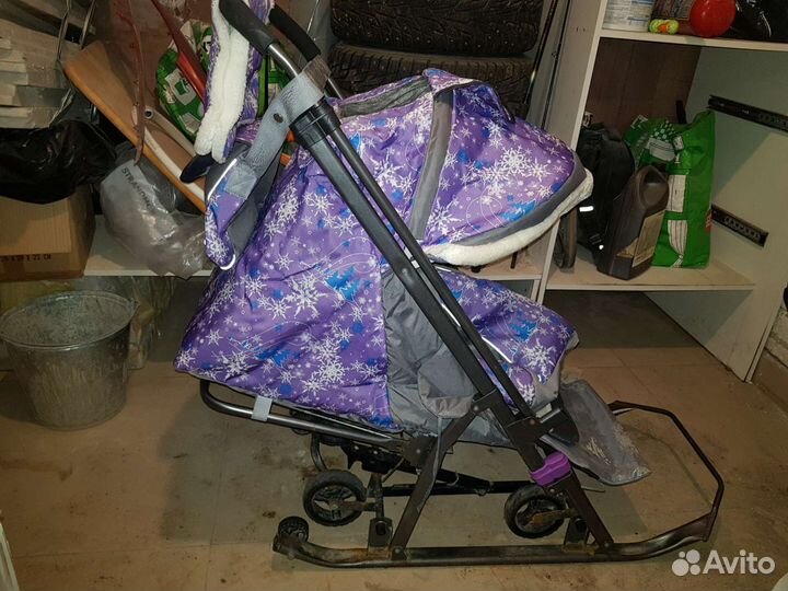 Детские санки коляска с колесами