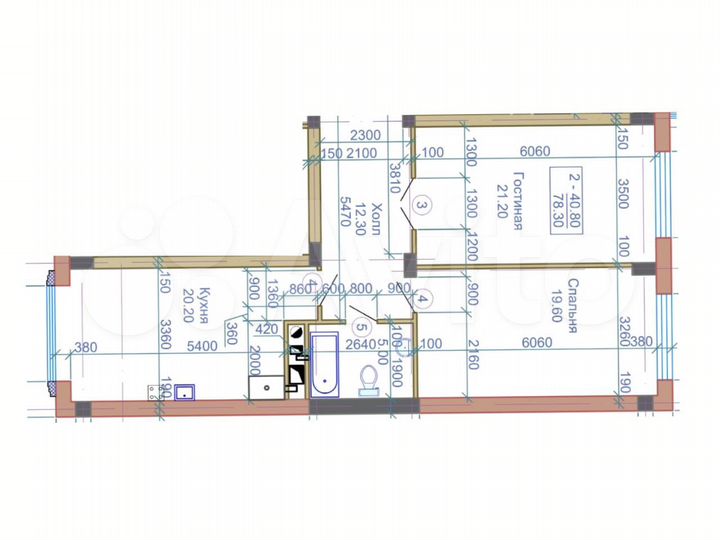 2-к. квартира, 78,3 м², 6/9 эт.