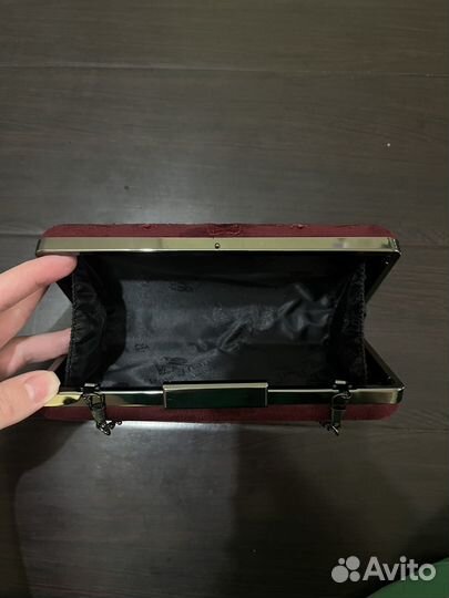 Клатч женский бордовый замша