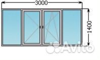 Пластиковая балконная рама 1400х3000 под заказ