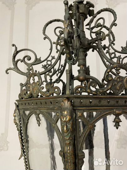 Антикварный бронзовый фонарь