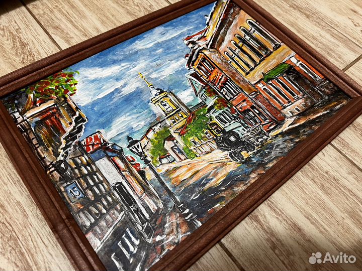 Картина городской пейзаж в рамке