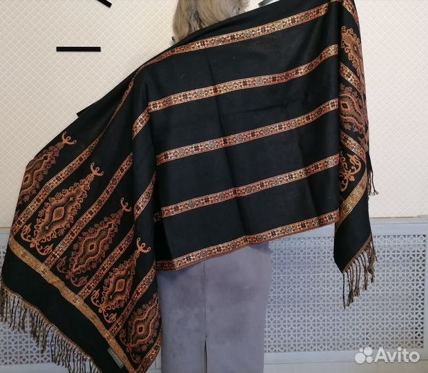 Палантин кашемир пашмина двухсторонний с рюлексом