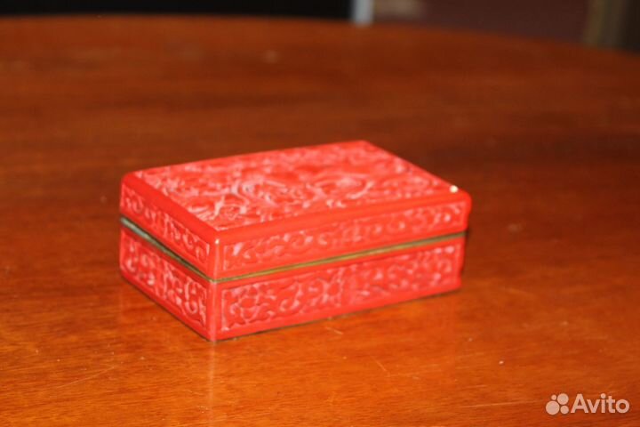 Шкатулка Китай 1950 -е гг. Киноварь.Эмаль