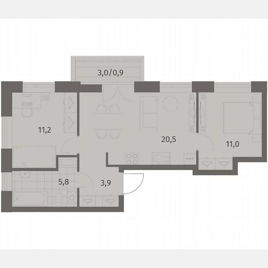 2-к. квартира, 53,3 м², 5/11 эт.