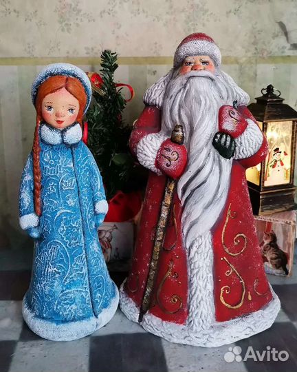 Дед мороз и снегурочка СССР пластик