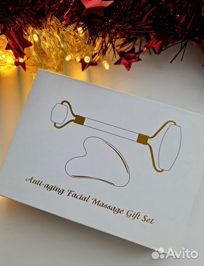 Массажный набор для лица (роллер + скребок)