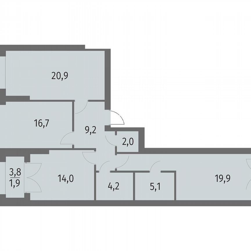 3-к. квартира, 93,9 м², 12/13 эт.