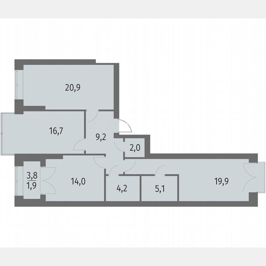 3-к. квартира, 93,9 м², 12/13 эт.