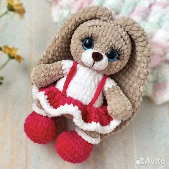 Плюшевые игрушки, вязаные. Зайка, единорог