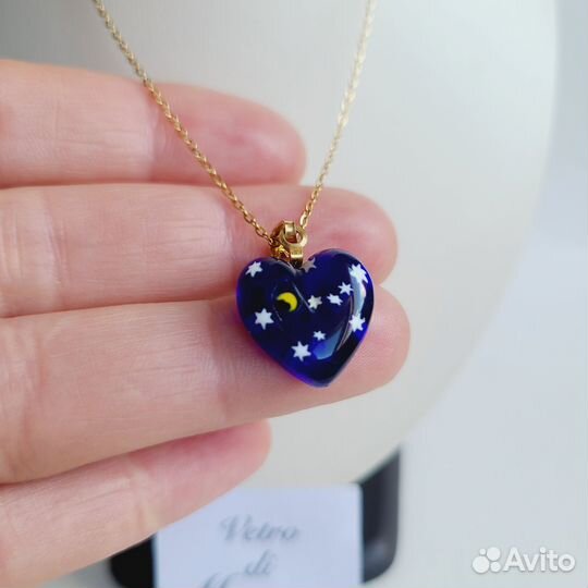 Сердце позолоченный кулон Муранское стекло